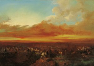 Arabische karavanen arriveren aan de kust door Eugenio Lucas Velázquez